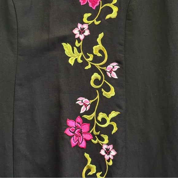 Vintage Jessica Howard Black Embroidered Floral Maxi Dress. Size 14P - Picture 8 of 10
